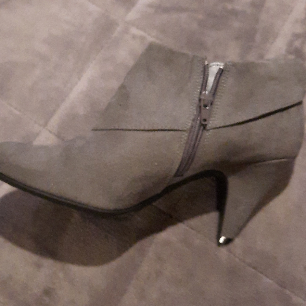 Grey suede low boots